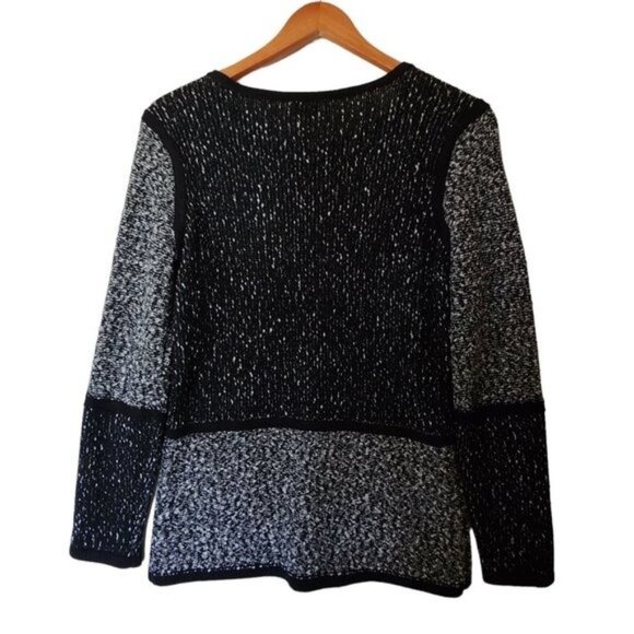 Calvin Klein Black & White Knit Sweater Tweed Color Block‎ size S Small - Picture 9 of 11